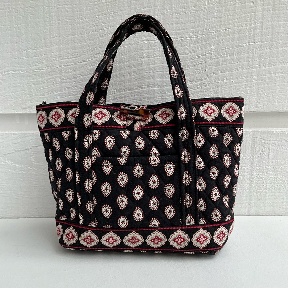 Vera Bradley Classic Black Paisley 2006 Retired Mini Small Shoulder Bag Purse